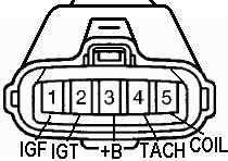 Toyota Igniter connector<br />Вид на разъем проводки, а не на разъем коммутатора.