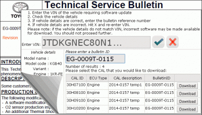 Toyota Aygo Calibration Files Select