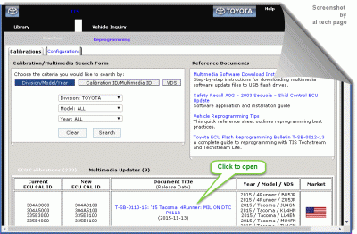 ECU Calibration files selection