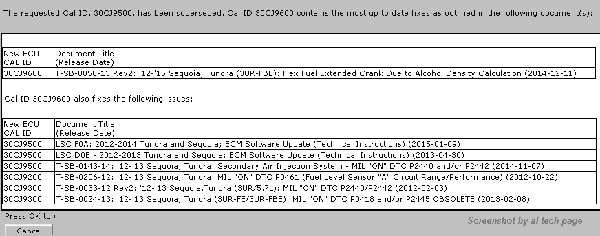 ECU Calibration files selection