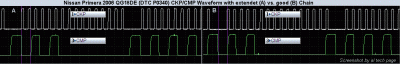 before_after.gif (15.25 КБ) 110318 просмотров Nissan Primera 2006 QG18DE (DTC P0340) CKP/CMP Waveform with extendet (A) and good (B) Chain