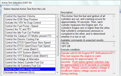 &quot;COMPRESS CHECK&quot; Active Test Description